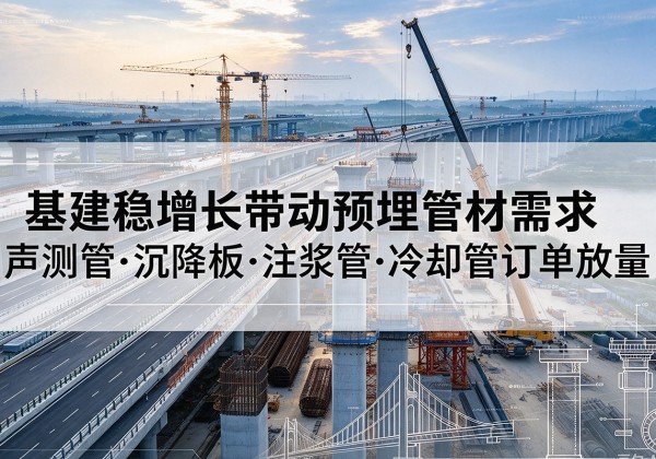 天桥基建稳增长带动预埋监测管材需求，声测管、沉降板、注浆管订单持续放量
